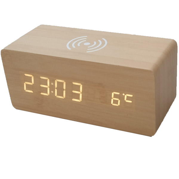 Harmony Qi-Charging Wood-Effect Alarm Clock