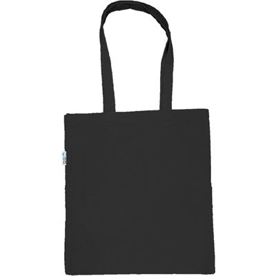 8oz Black Organic Cotton Shopper With Long Handles