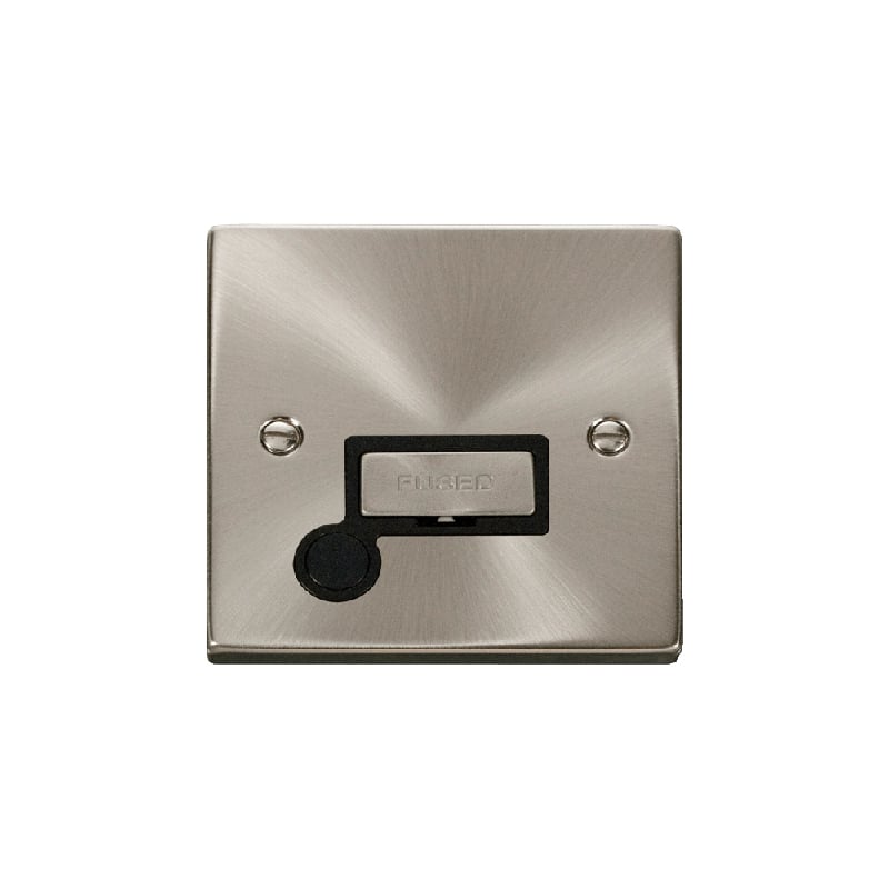 Click Deco 13A Fused 'Ingot' Connection Unit With Flex Outlet Satin Chrome Insert Black