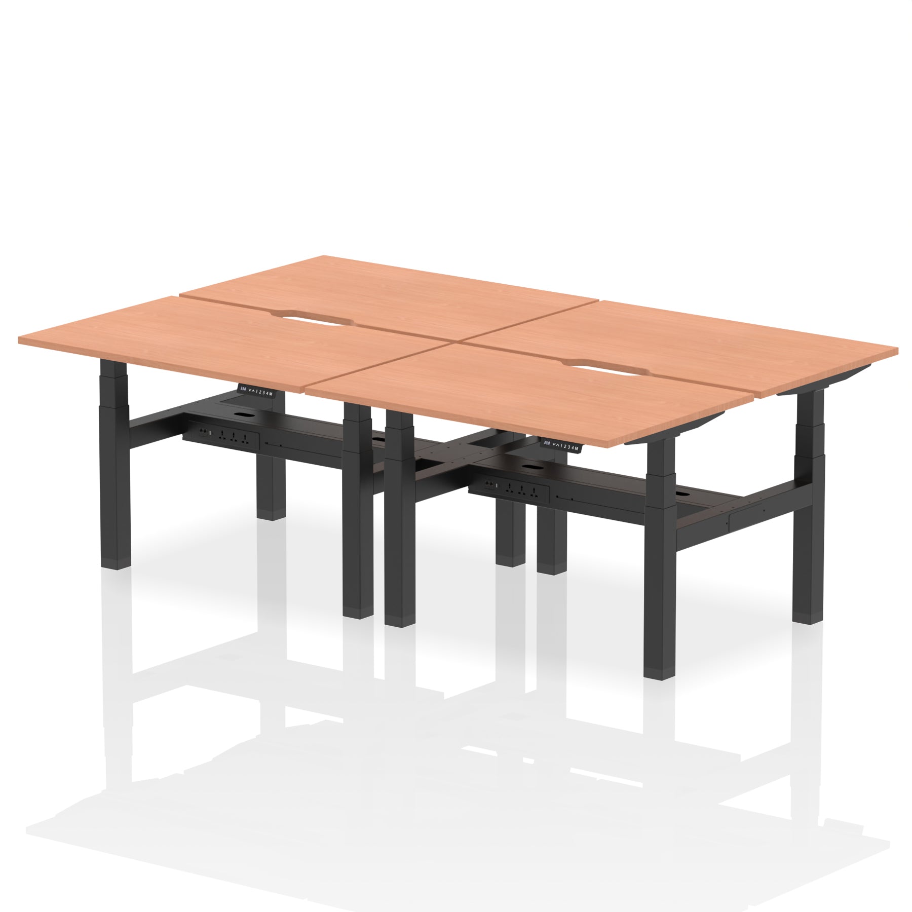 Specialising In Air Back-to-Back Scalloped Edge Height Adjustable Bench Desk - 4 Person - 1200mm, 1400mm, 1600mm - Multiple Colour Options UK