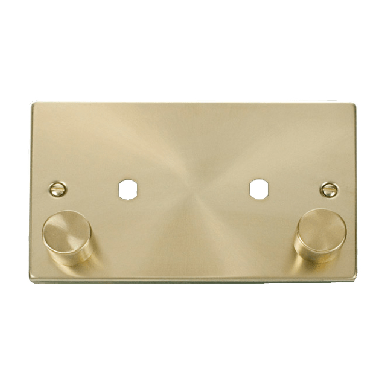 Click Deco 2 Gang Dimmer Mounting Unfurnished Plate and Knob (1630W Max) Satin Brass