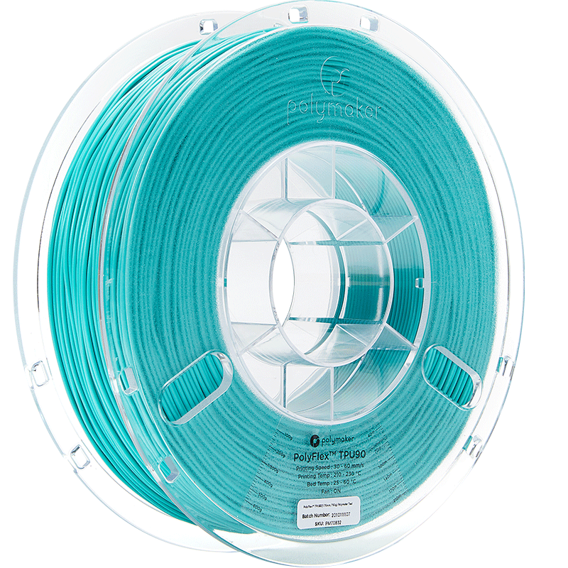 Polymaker PolyFlex TPU-90A 2.85mm Teal flexible 3D Printing filament 750gms