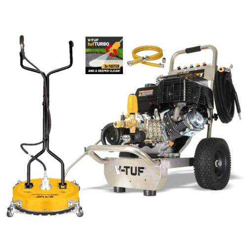 V-TUF TORRENT 3 Industrial 15HP Petrol Pressure Washer - 4000psi, 275Bar, 15L/min - 19&#34; Poly DeckPatio Cleaner For Commercial Work In Durham