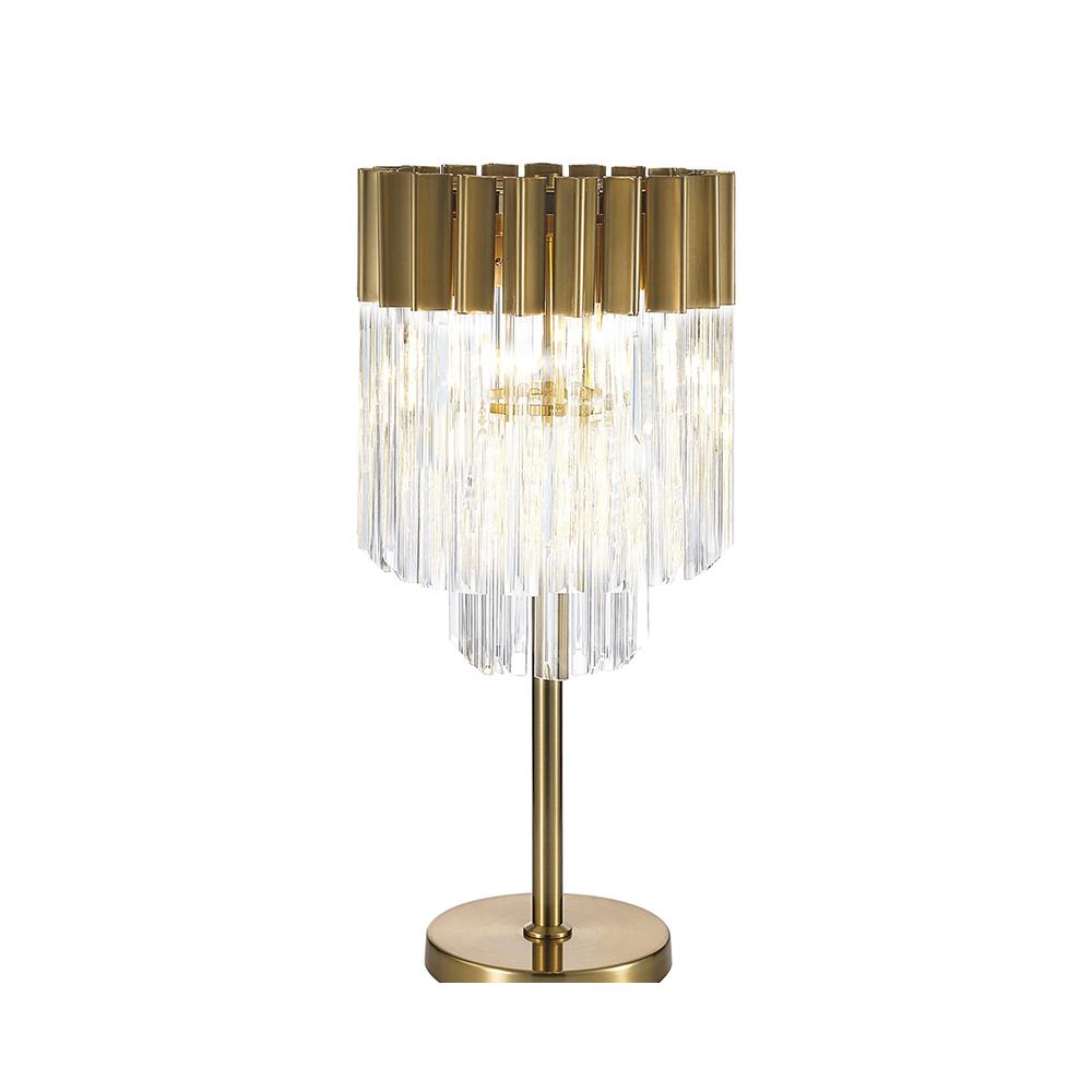 Luxuria Osiris 30xH65cm Table Lamp 3 Light E14 Brass/Clear Sculpted Glass