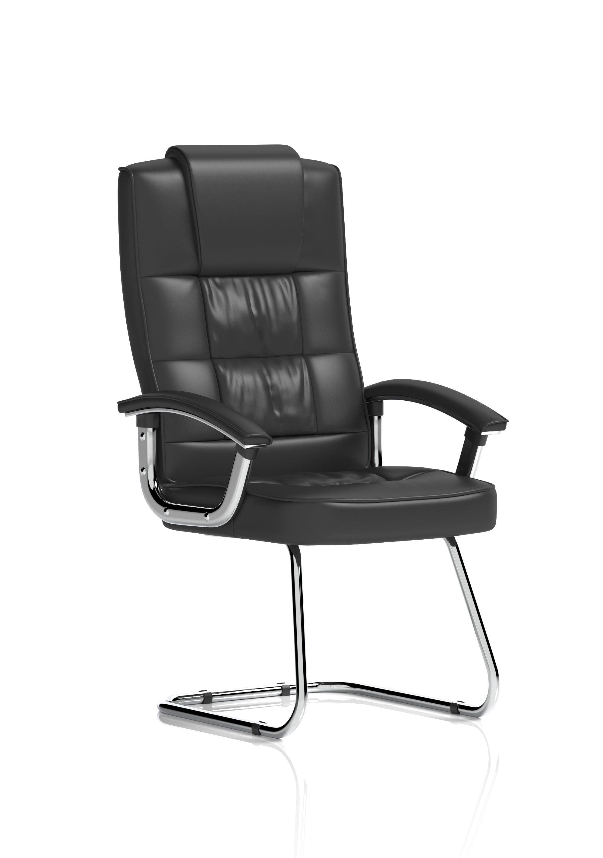 Moore Deluxe High Back Black Cantilever Visitor Chair - Bonded Leather or Fabric with Arms North Yourkshire