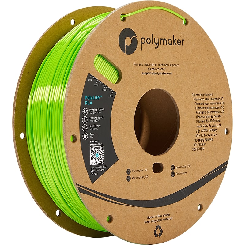PolyMaker PolyLite PLA 1.75mm Silk Lime 3D printer filament 1Kg