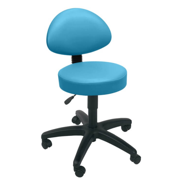 Gas Lift Examination Stool with Back Rest - Sky Blue