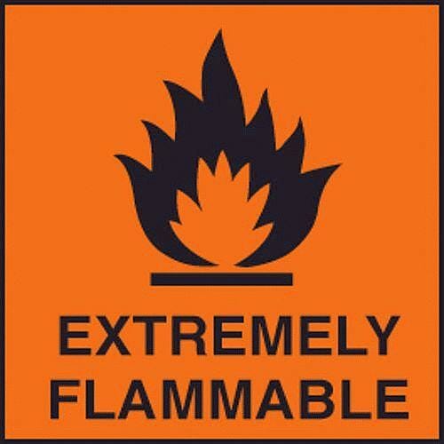 100 S/A labels 50x50mm extremely flammable