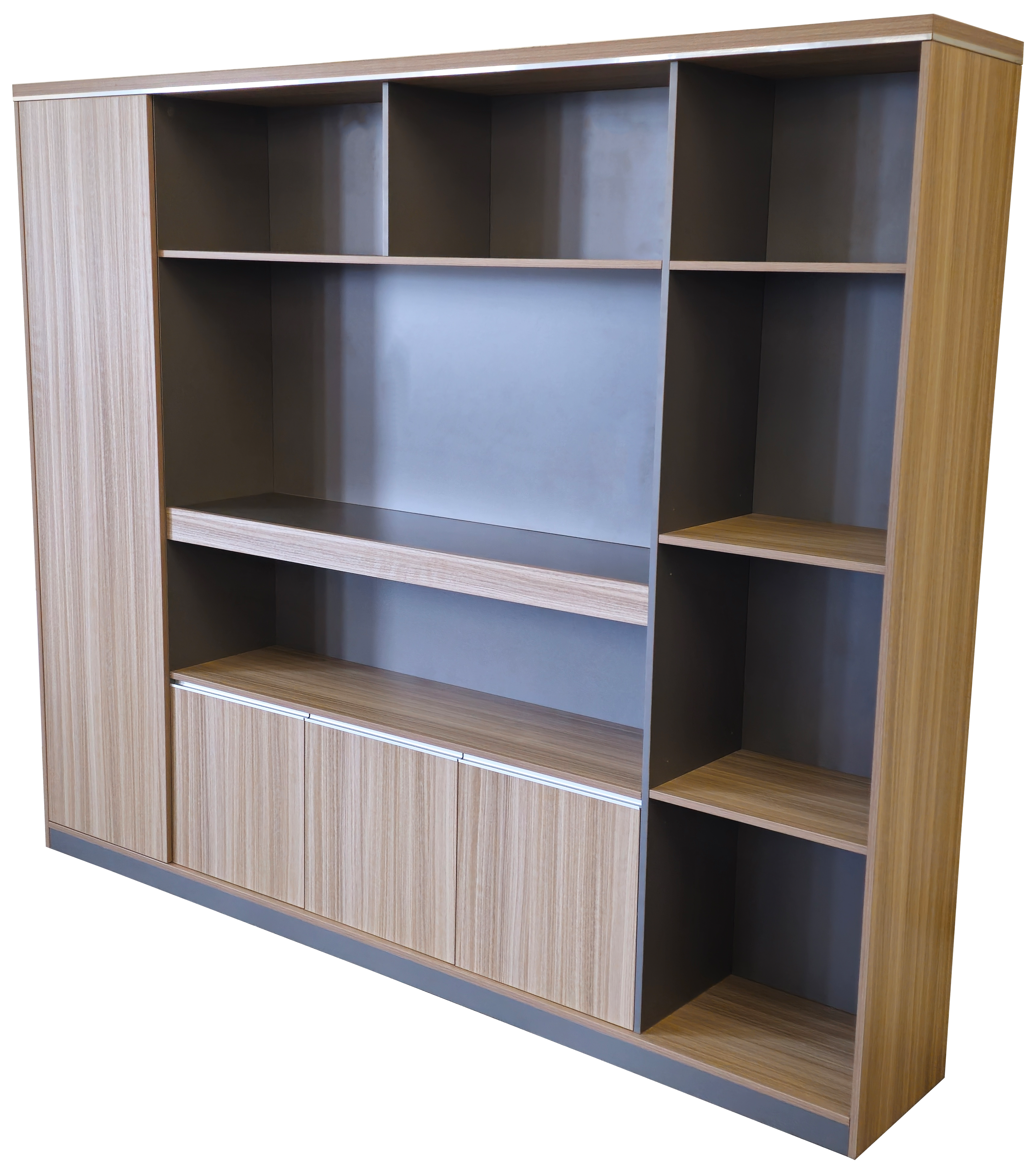 Specialising In Modern Large Golden Oak Bookcase with Doors & Open Shelving - 2400mm - PM02-S01 North Yourkshire