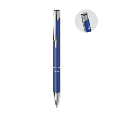 RECYCLED ALUMINIUM METAL BALL PEN in Blue.