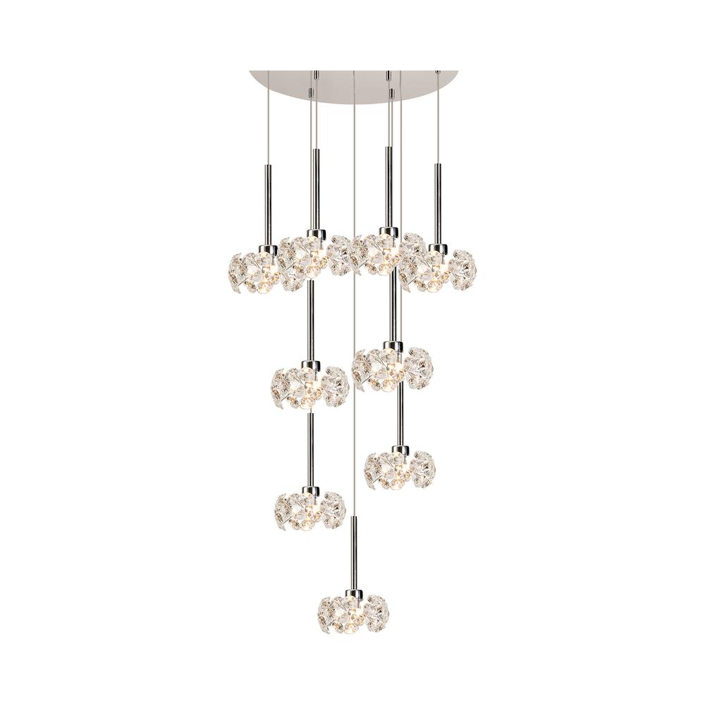 Luxuria Paramount 50cm 9 Light G9 Universal 2.5m Round Multiple Pendant And Crystal Shade Polished Chrome