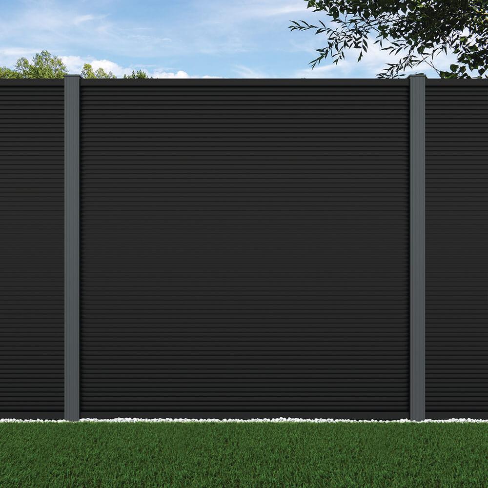 1.8m Ridged Fence Black Sand -Basalt Grey Posts - Metre Price 