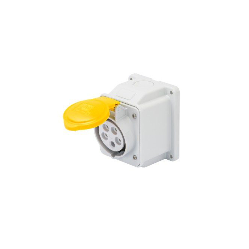 Gewiss 10 Deg. Angle Surface Mounting Socket IP44 16A 2P+E 110V Yellow