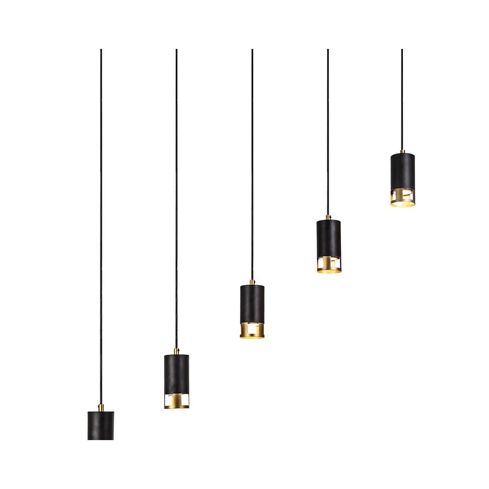 Luxuria Selene 5 Light Bar Linear Pendant GU10 Black / Painted Gold