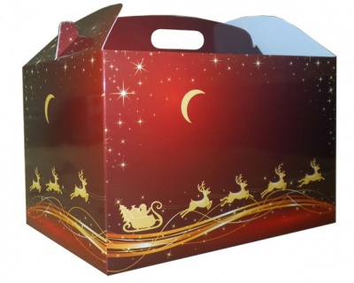 5 x Giant Gable Gift Boxes - (35x24x18cm) RED/GOLD REINDEER