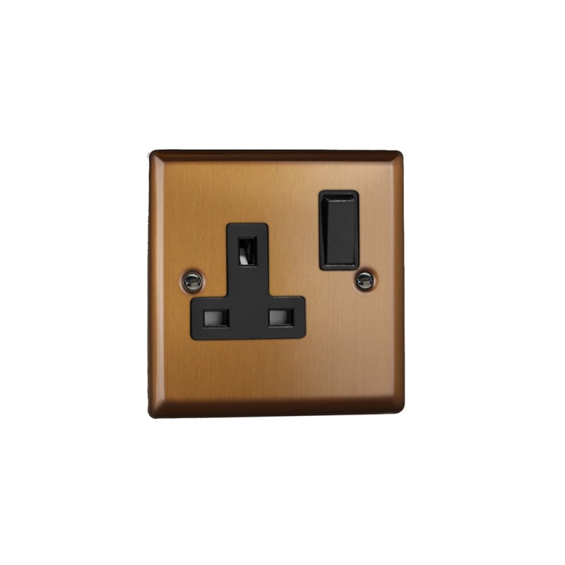 Varilight Urban 1G 13A DP Switched Socket Brushed Bronze (Standard Plate)