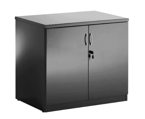Double Door High Gloss Lockable Cupboard - Black or White Option Huddersfield