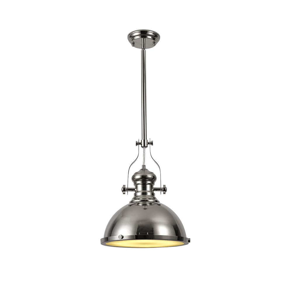 Luxuria Serena 34cm Pendant Light E27 Polished Nickel/Frosted Glass