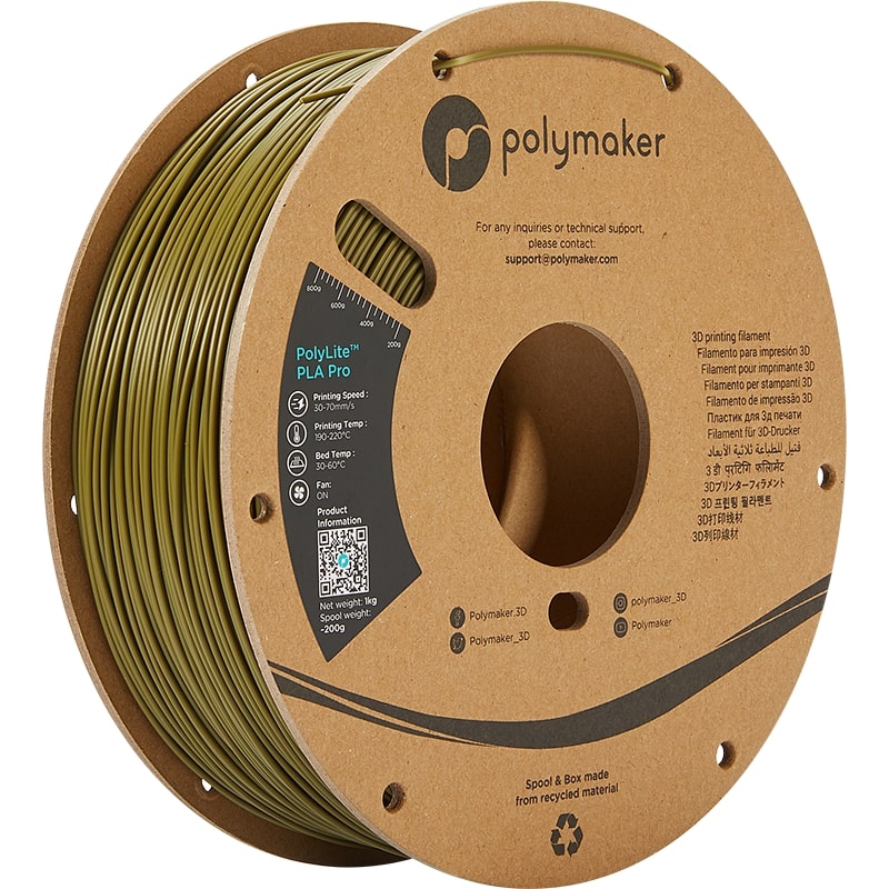 PolyMaker PolyLite PLA Pro 1.75mm Army Green 3D printer filament 1Kg