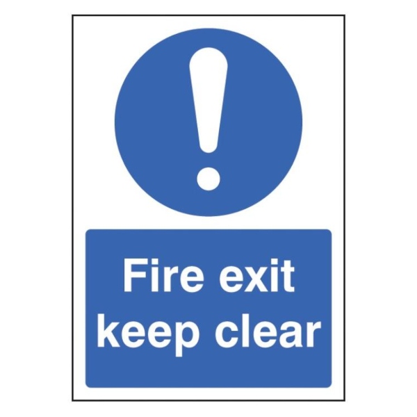 Fire Exit Keep Clear - A4 Self Adhesive Vinyl