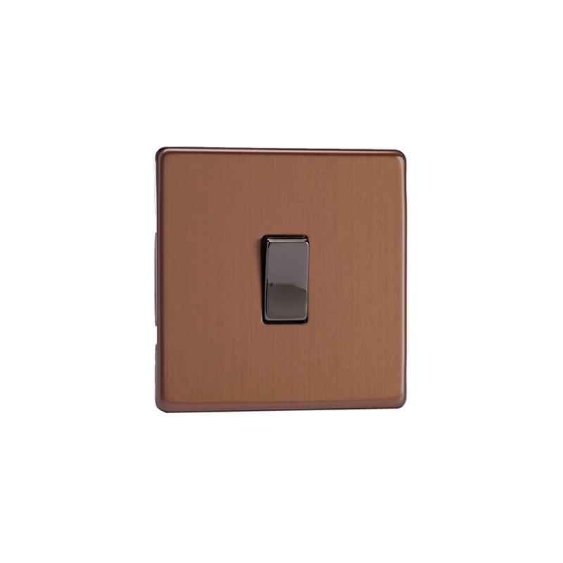 Varilight Urban 10A 1G Rocker Switch Brushed Bronze Screw Less Plate