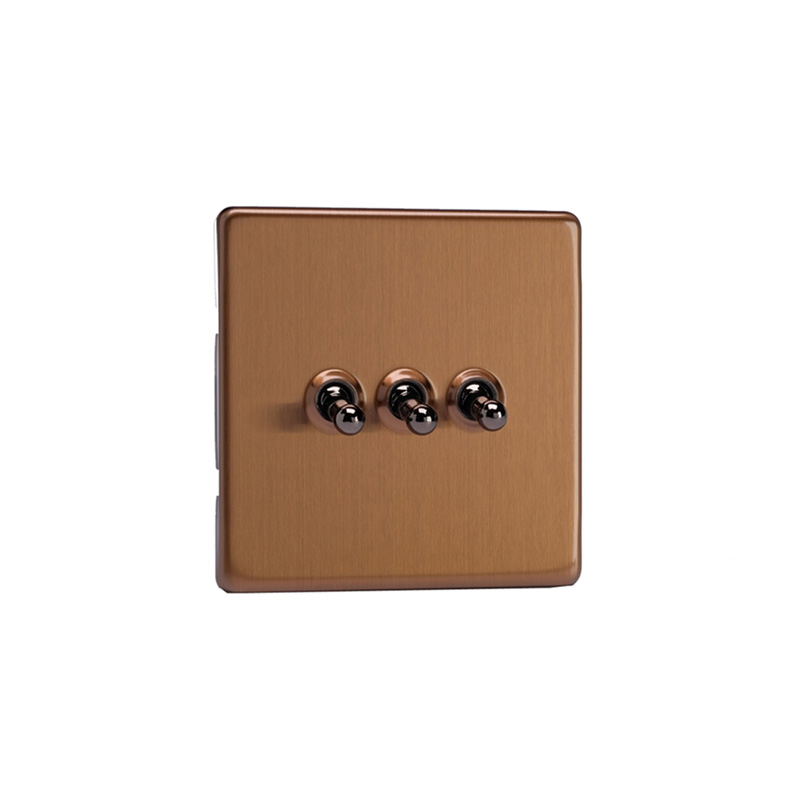 Varilight Urban 3G 10A Toggle Switch Brushed Bronze Screw Less Plate