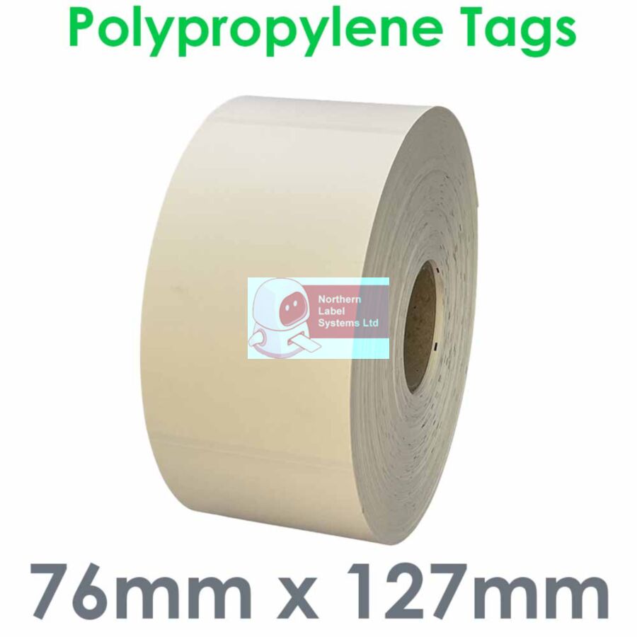 076127PTYNW1-800, 76mm x 127mm, Polypropylene Tags, FOR LARGER LABEL PRINTERS