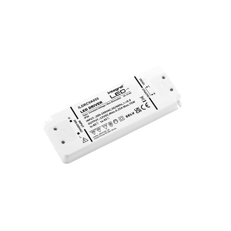Integral Non Dimmable 12V DC IP20 LED Strip Constant Voltage Driver 75W