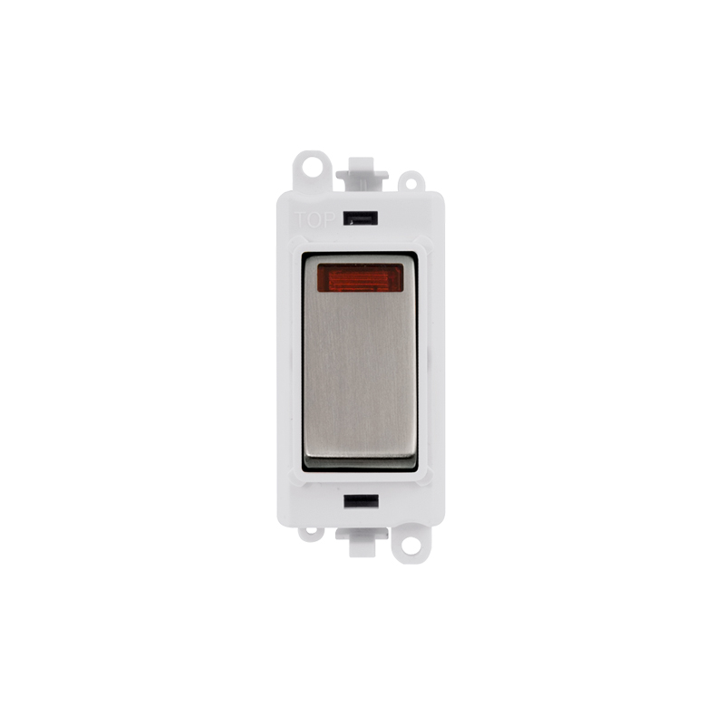 Click GridPro 20AX Stainless Steel DP Switch Module with Neon Insert Polar White