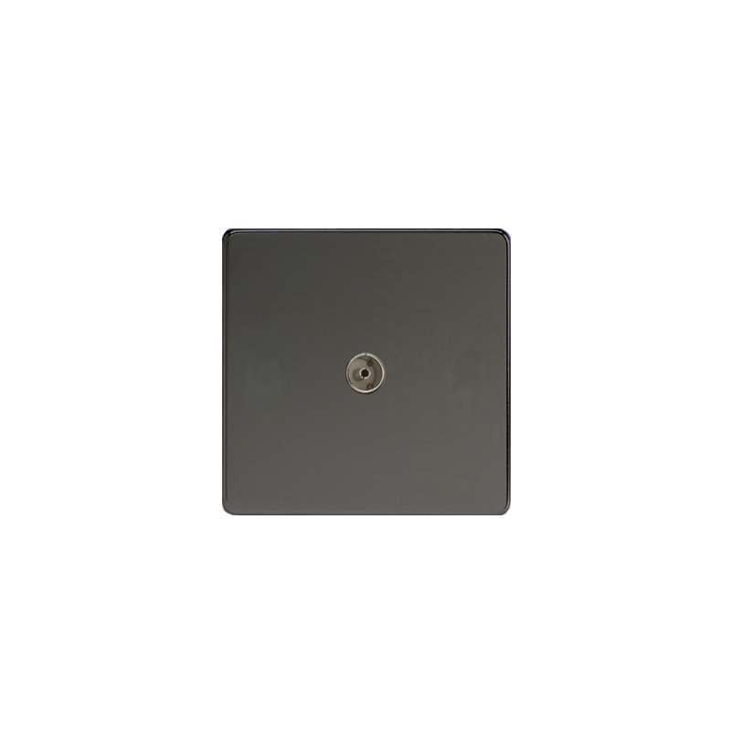 Varilight Screw Less Flat Plate Co-axial TV Socket Iridium Black
