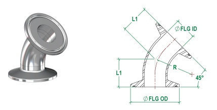 45 Deg Bends, Clamp Ended