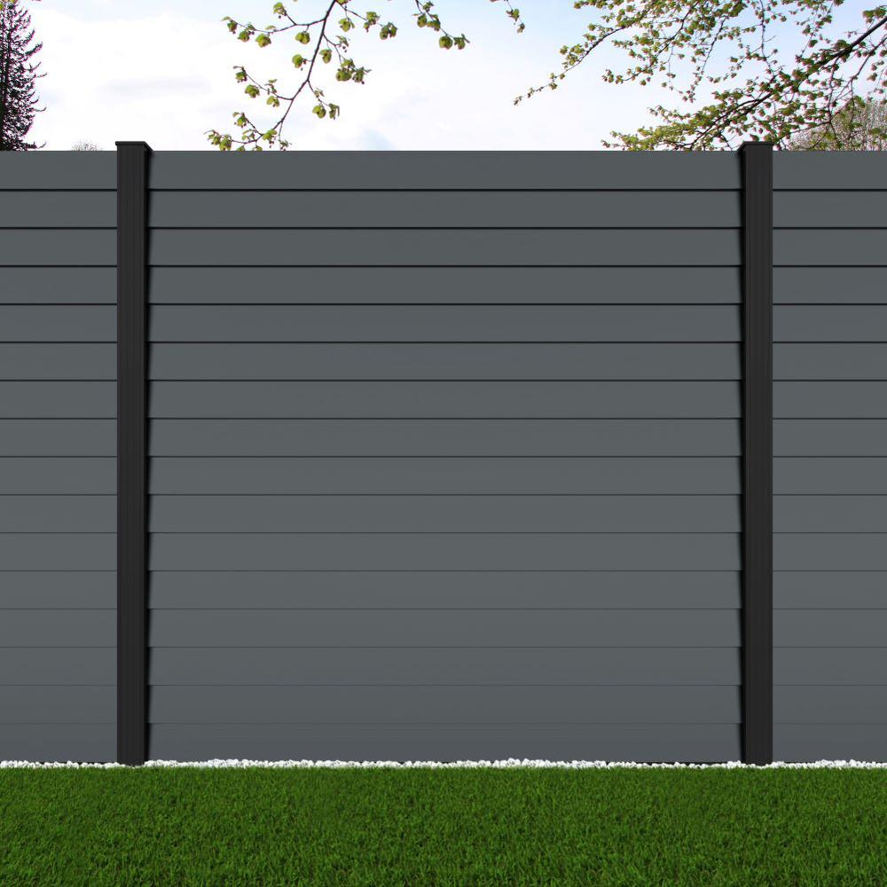 1.8m Louvre Fence Basalt Grey -Black Sand Posts - Metre Price 