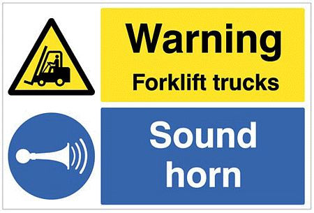 Warning forklift trucks sound horn floor graphic 600x400mm