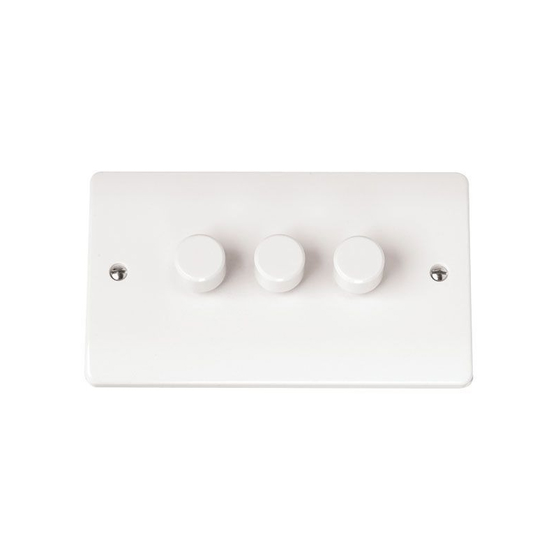 Click Mode 3 Gang 100W 2 Way Polar White Dimmer Switch