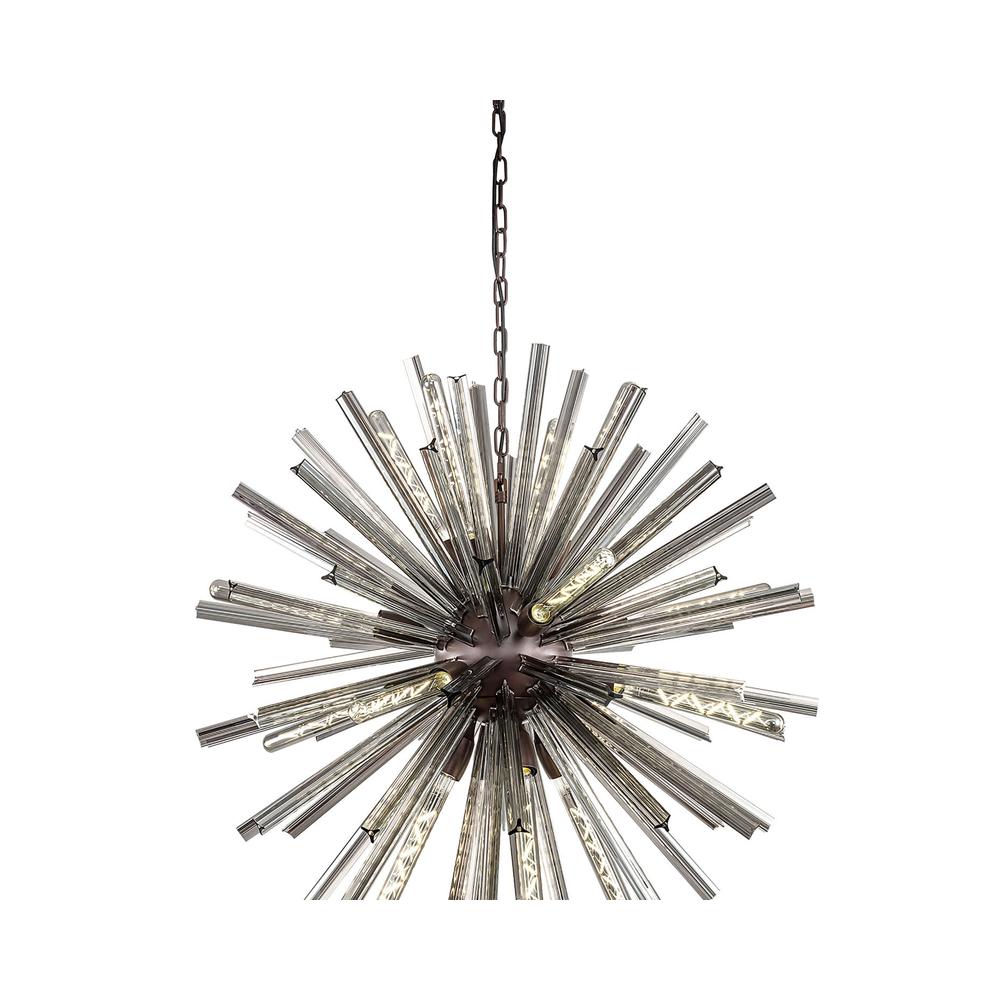 Luxuria Seneca 90cm 16 Light E27 Round Pendant Brown Oxide / Smoke Glass