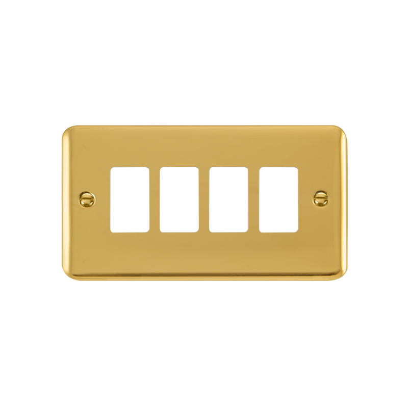 Click GridPro Deco Plus 4 Gang Frontplate Polished Brass