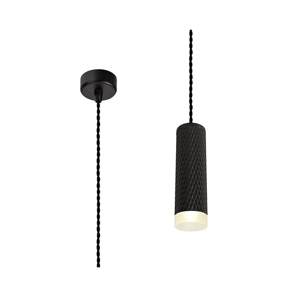 Luxuria Swirl 6.5cm 1 Light 20cm Pendant Light GU10 Sand Black/Acrylic Ring