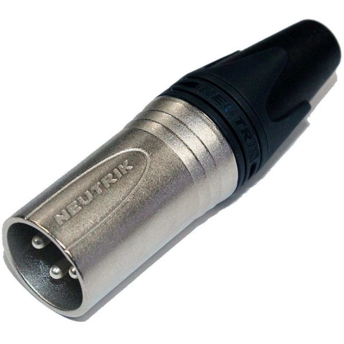 XLR Connector Neutrik 3 pole male cable connector with Nickel housing and silver contacts.