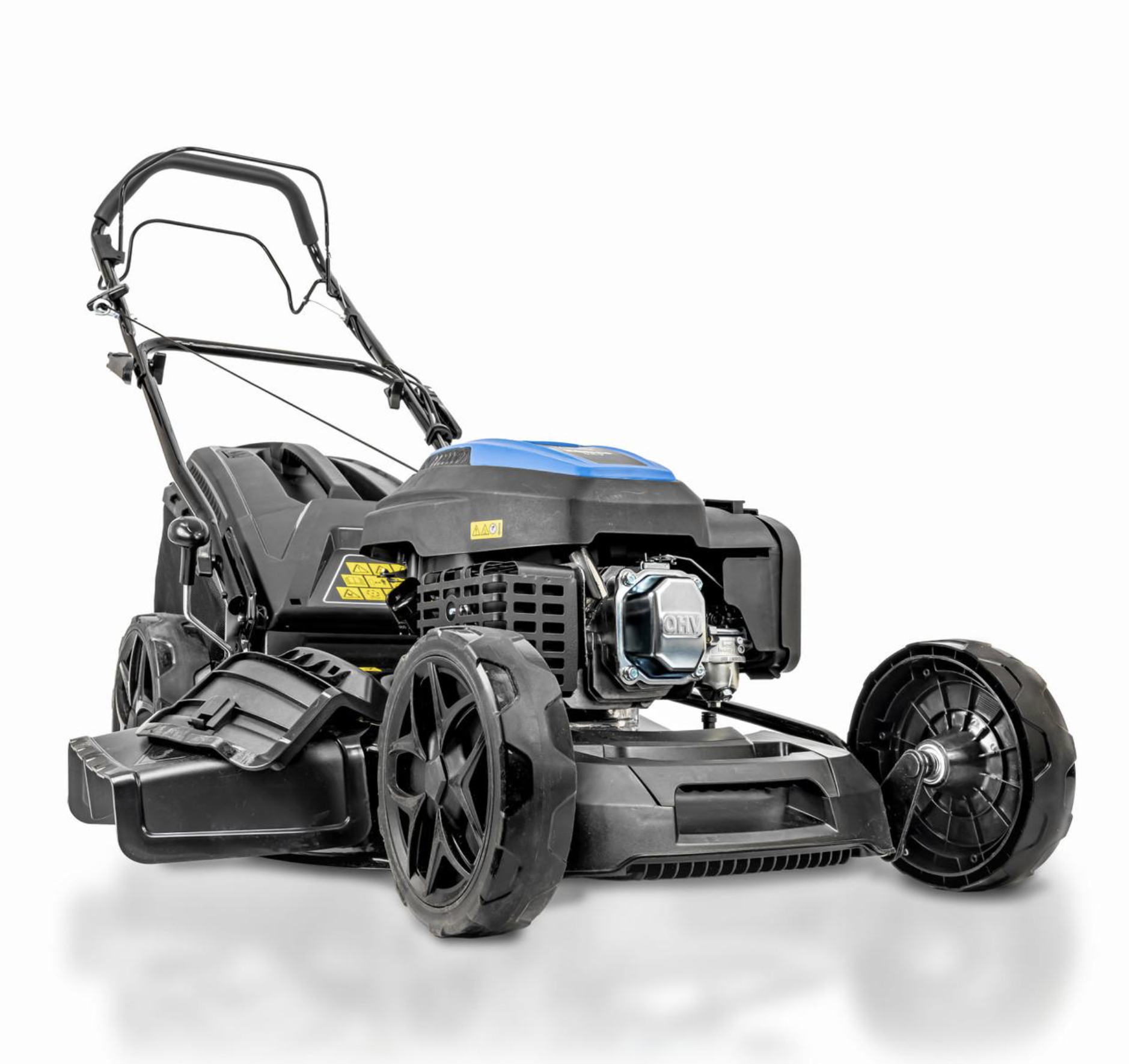 Hyundai 20’’ / 51cm Black Edition Self-Propelled Petrol Lawnmower, 200cc, 4-in-1 Cutting Options; Side and Rear Discharge, 60L Collect, Mulch 