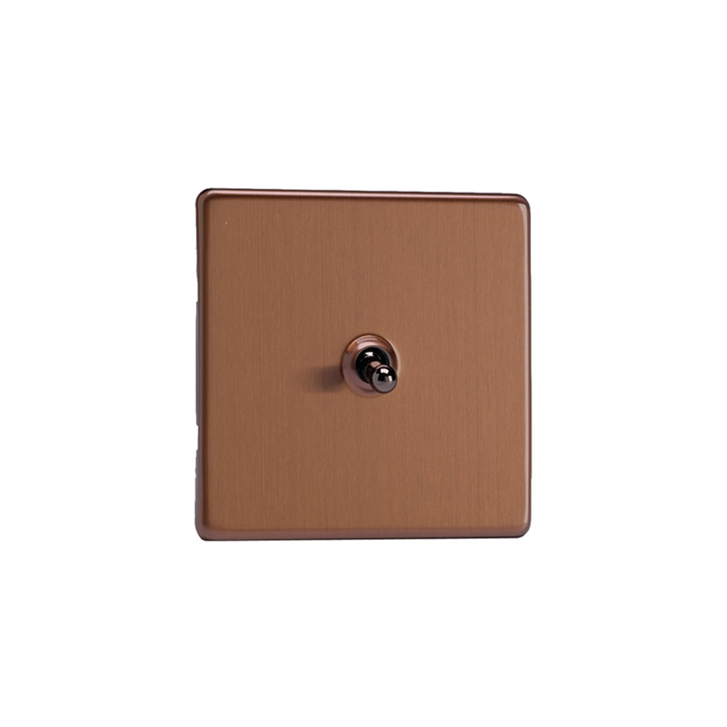 Varilight Urban 1G 10A Intermediate Toggle Switch Brushed Bronze Screw Less Plate