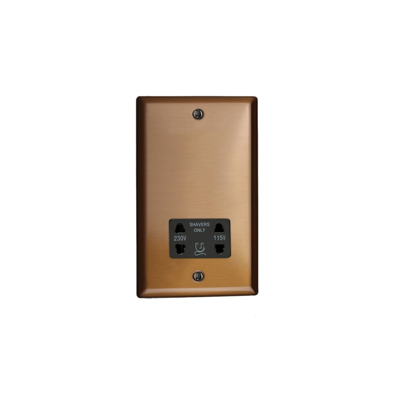 Varilight Urban Dual Voltage Shaver Socket 230V/115V Brushed Bronze (Standard Plate)