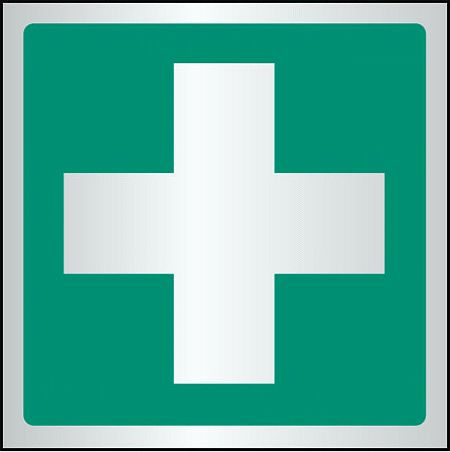 First aid symbol 100x100mm aluminium