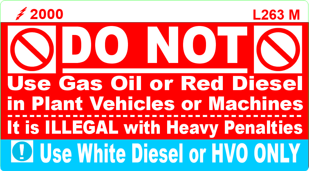 L263 M - Do not use Gas Oil 90x50mm Label (100)
[L263M]