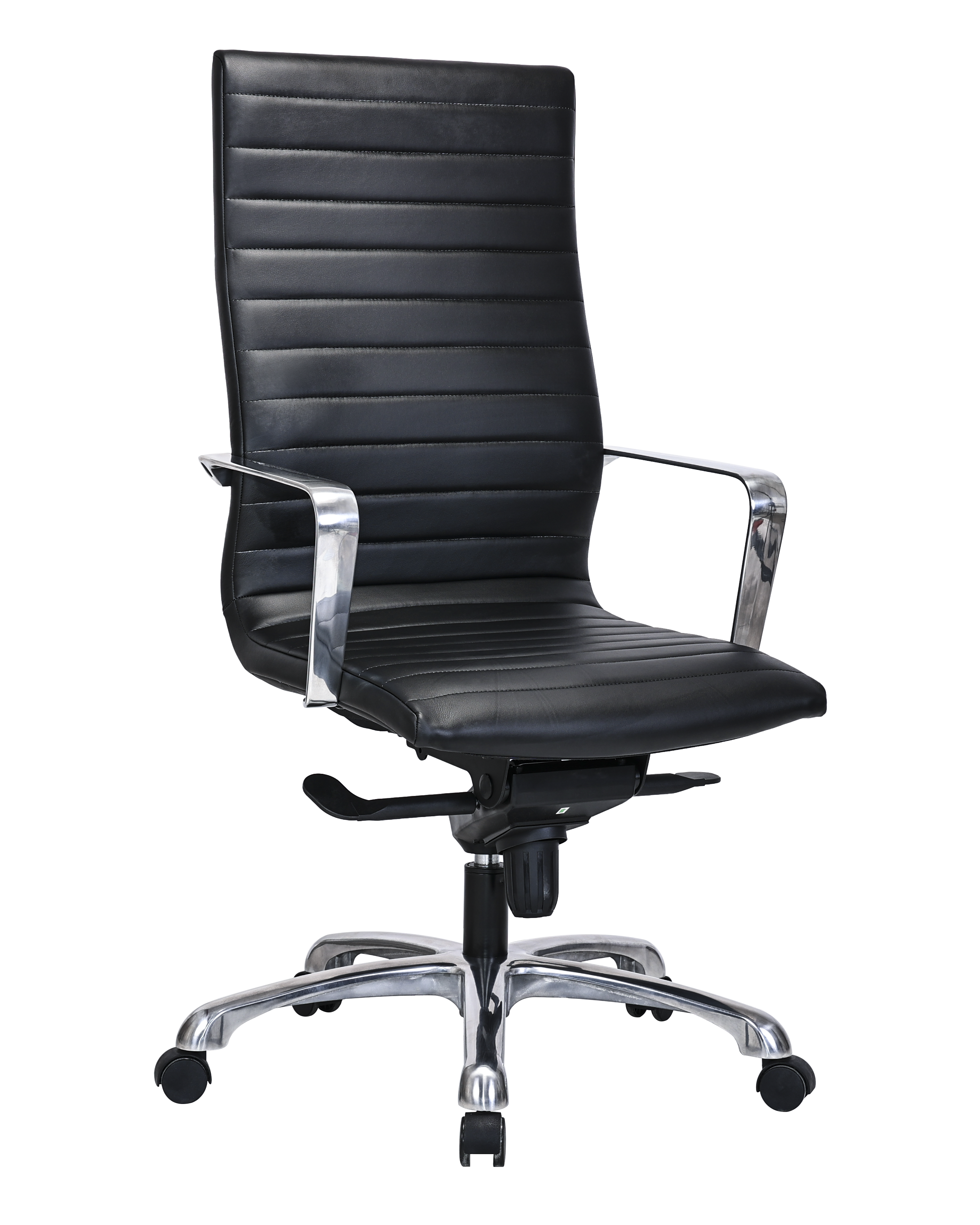 Suppliers Of Modern Ribbed Office Chair with Thick Padding in Black Leather - SS-705E North Yourkshire