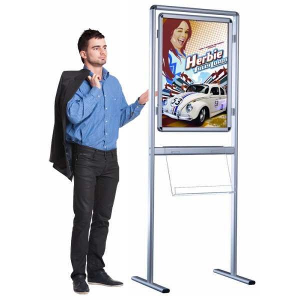 A1 Poster Display Stand with Literature Shelf