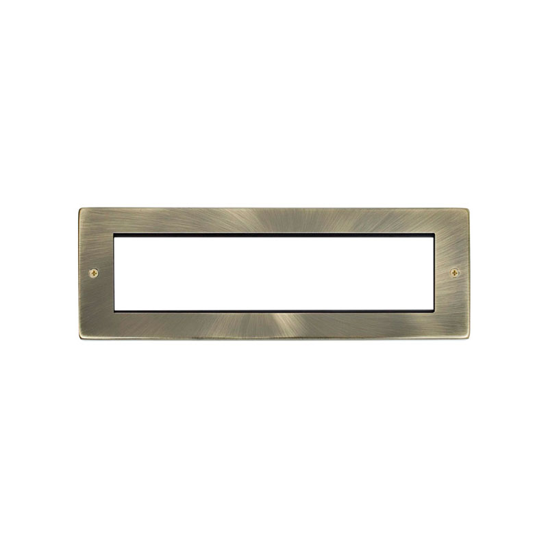 Click New Media Antique Brass 8 Module Small Unfurnished Front Plate With York