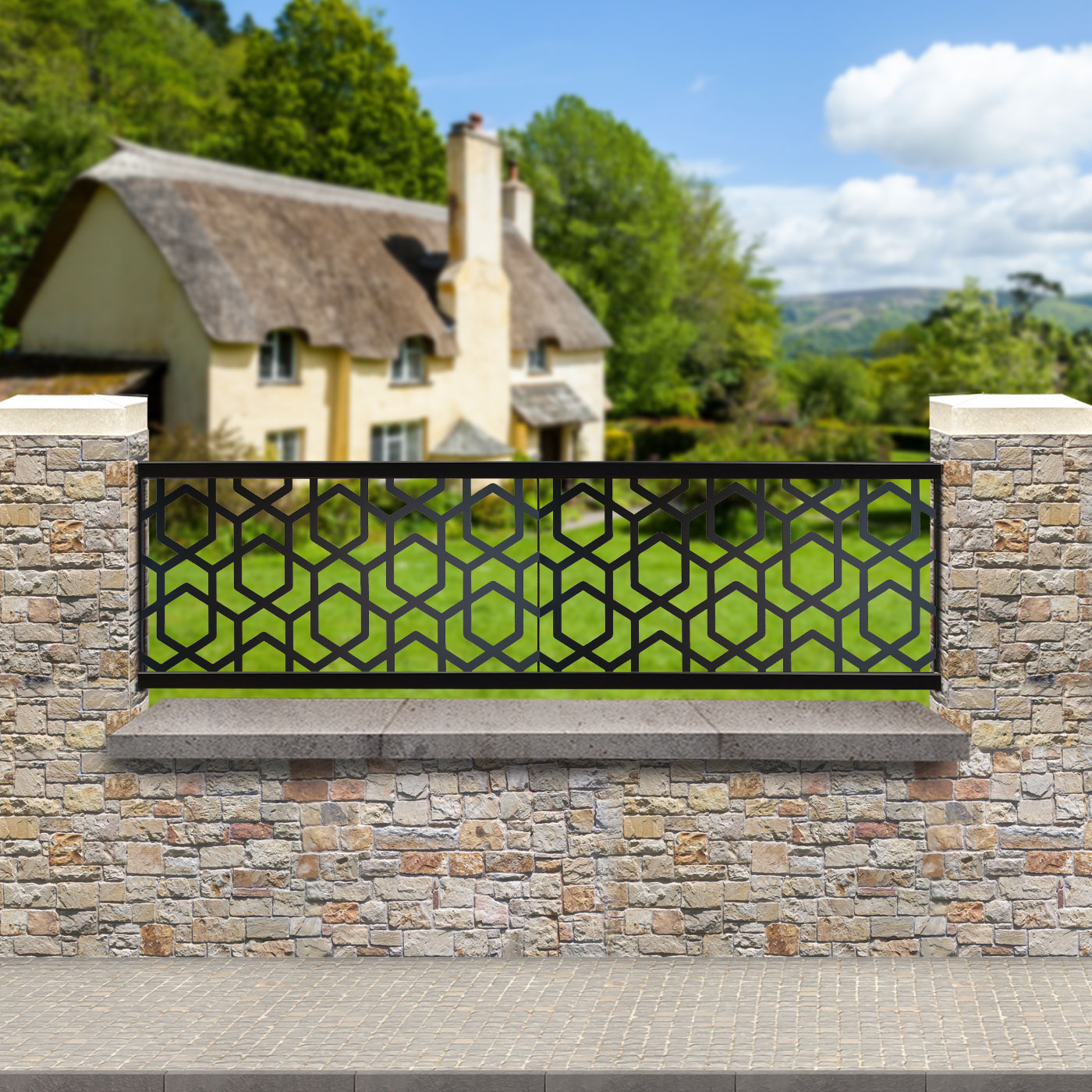 Black Hive Garden Screens for Piers 