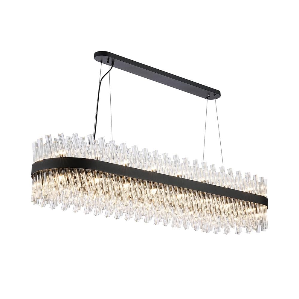 Luxuria Sylph 1.5m 36 Light G9 Pendant Oblong Satin Black / Clear