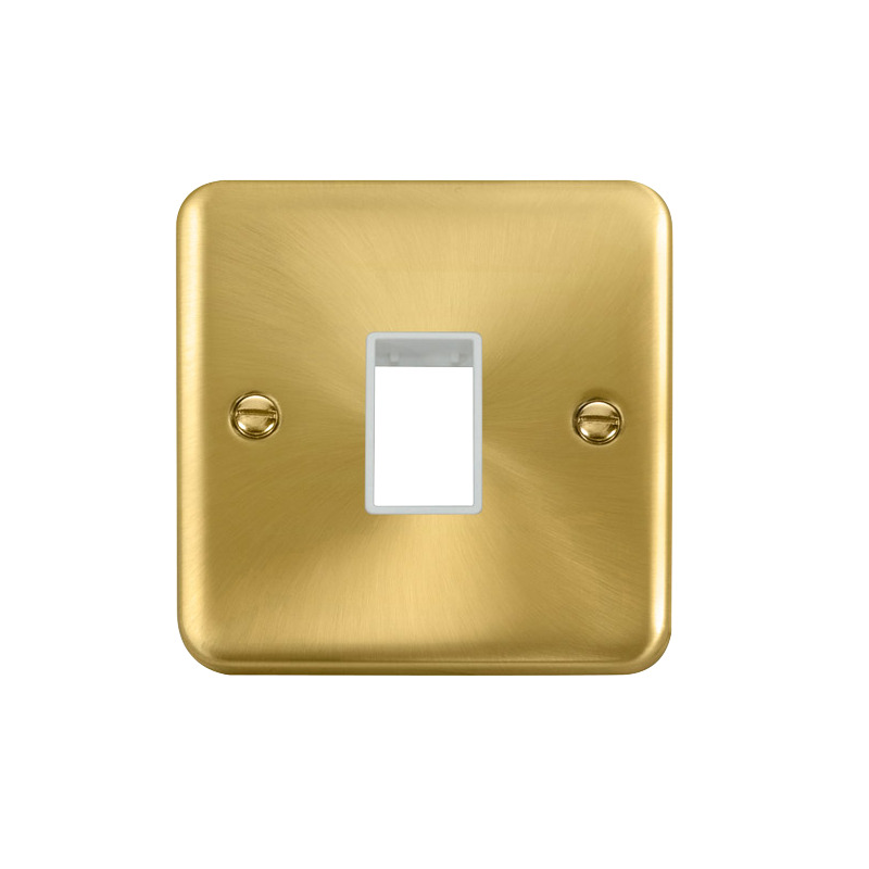 Click Deco Plus MiniGrid 1 Aperture Face Plate Satin Brass White Inserts