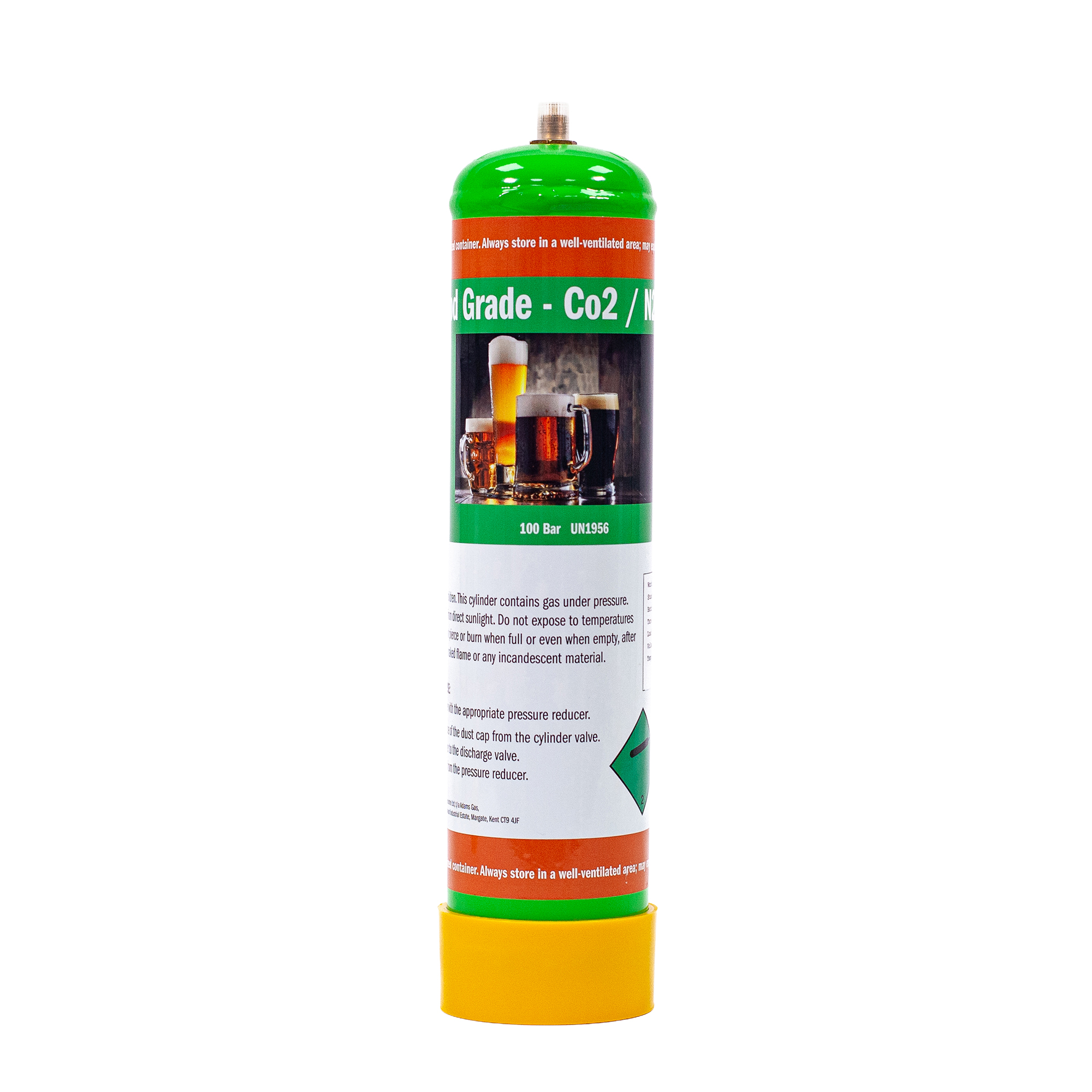 Beer gas disposable cylinder for dispensing highly carbonated Lagers and Cider, 60/40 mix – 0.95L – M10-1RH